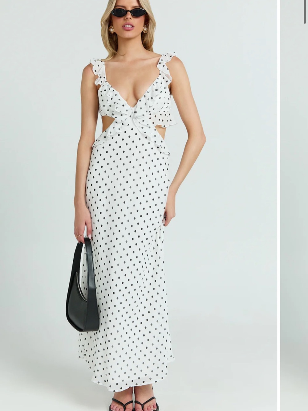 NWT Showpo White Polka Dot Cutout Midi Dress